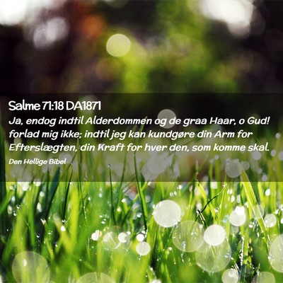 Picture 02 - Salme 71:18 DA1871 - Ja, endog indtil Alderdommen og de graa Haar, o - Bible Verse Picture