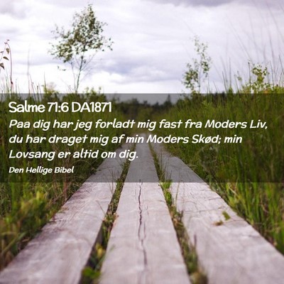 Picture 02 - Salme 71:6 DA1871 - Paa dig har jeg forladt mig fast fra Moders Liv, - Bible Verse Picture