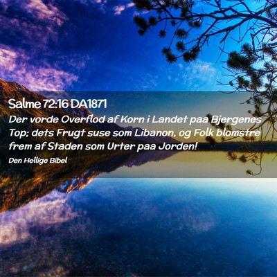 Picture 02 - Salme 72:16 DA1871 - Der vorde Overflod af Korn i Landet paa Bjergenes - Bible Verse Picture