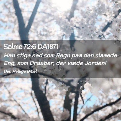 Picture 02 - Salme 72:6 DA1871 - Han stige ned som Regn paa den slaaede Eng, som - Bible Verse Picture