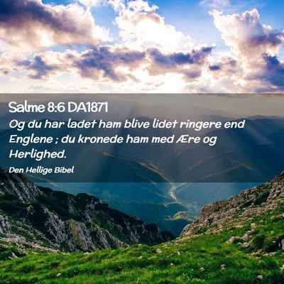 Picture 02 - Salme 8:6 DA1871 - Og du har ladet ham blive lidet ringere end - Bible Verse Picture