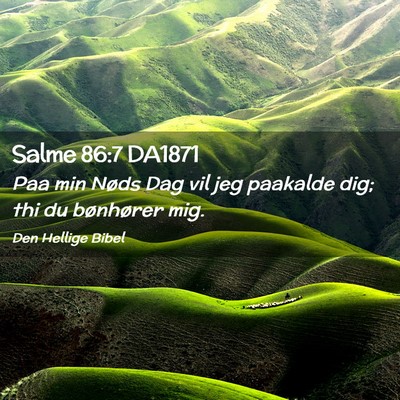 Picture 02 - Salme 86:7 DA1871 - Paa min Nøds Dag vil jeg paakalde dig; thi du - Bible Verse Picture