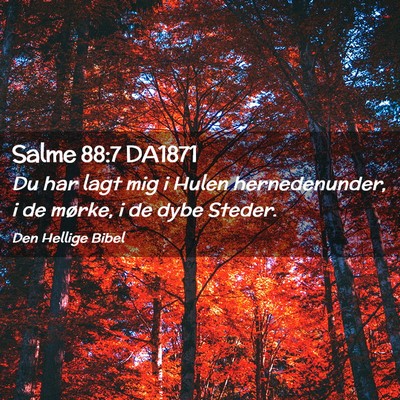 Picture 02 - Salme 88:7 DA1871 - Du har lagt mig i Hulen hernedenunder, i de - Bible Verse Picture
