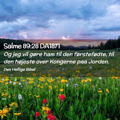 Picture 02 - Salme 89:28 DA1871 - Og jeg vil gøre ham til den førstefødte, til - Bible Verse Picture