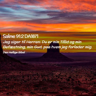 Picture 02 - Salme 91:2 DA1871 - Jeg siger til Herren: Du er min Tillid og min - Bible Verse Picture
