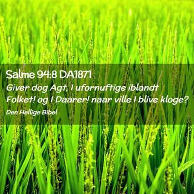 Picture 02 - Salme 94:8 DA1871 - Giver dog Agt, I ufornuftige iblandt Folket! og I - Bible Verse Picture