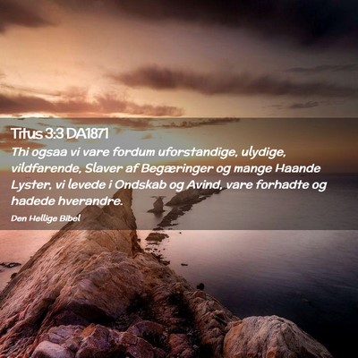 Picture 02 - Titus 3:3 DA1871 - Thi ogsaa vi vare fordum uforstandige, ulydige, - Bible Verse Picture