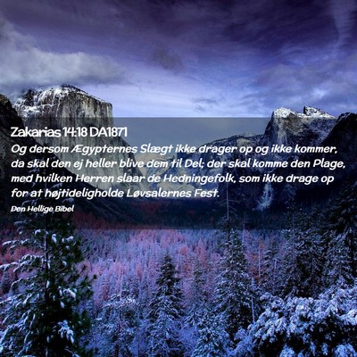 Picture 02 - Zakarias 14:18 DA1871 - Og dersom Ægypternes Slægt ikke drager op og - Bible Verse Picture