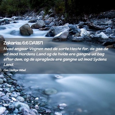 Picture 02 - Zakarias 6:6 DA1871 - Hvad angaar Vognen med de sorte Heste for, da gaa - Bible Verse Picture