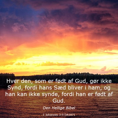 Picture 03 - 1 Johannes 3:9 DA1871 - Hver den, som er født af Gud, gør ikke Synd, - Bible Verse Picture