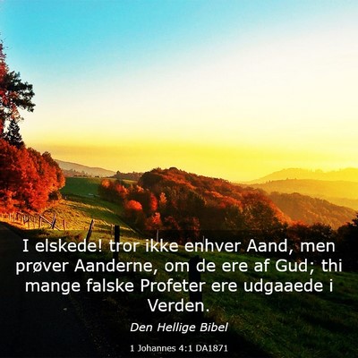 Picture 03 - 1 Johannes 4:1 DA1871 - I elskede! tror ikke enhver Aand, men prøver - Bible Verse Picture