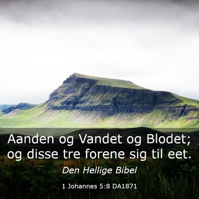 Picture 03 - 1 Johannes 5:8 DA1871 - Aanden og Vandet og Blodet; og disse tre forene - Bible Verse Picture