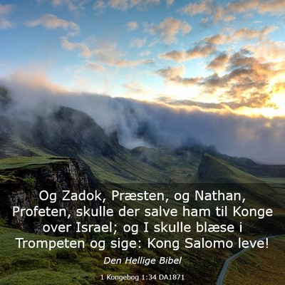 Picture 03 - 1 Kongebog 1:34 DA1871 - Og Zadok, Præsten, og Nathan, Profeten, skulle - Bible Verse Picture