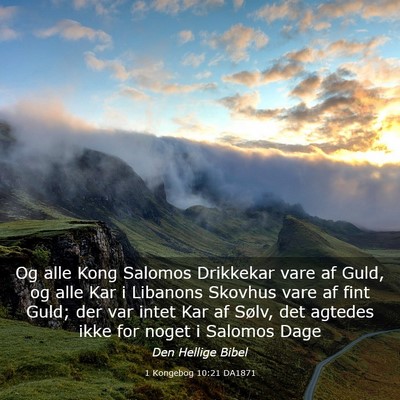 Picture 03 - 1 Kongebog 10:21 DA1871 - Og alle Kong Salomos Drikkekar vare af Guld, og - Bible Verse Picture