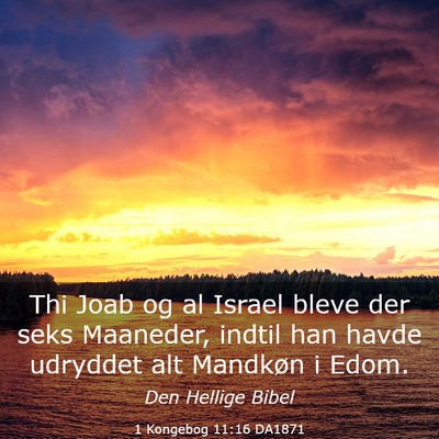 Picture 03 - 1 Kongebog 11:16 DA1871 - Thi Joab og al Israel bleve der seks Maaneder, - Bible Verse Picture
