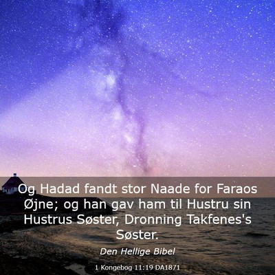 Picture 03 - 1 Kongebog 11:19 DA1871 - Og Hadad fandt stor Naade for Faraos Øjne; og - Bible Verse Picture