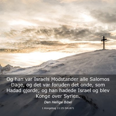 Picture 03 - 1 Kongebog 11:25 DA1871 - Og han var Israels Modstander alle Salomos Dage, - Bible Verse Picture