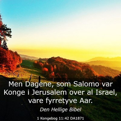 Picture 03 - 1 Kongebog 11:42 DA1871 - Men Dagene, som Salomo var Konge i Jerusalem over - Bible Verse Picture