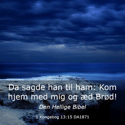 Picture 03 - 1 Kongebog 13:15 DA1871 - Da sagde han til ham: Kom hjem med mig og æd - Bible Verse Picture