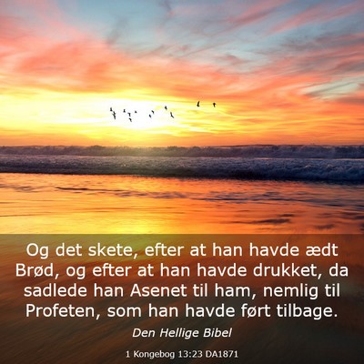 Picture 03 - 1 Kongebog 13:23 DA1871 - Og det skete, efter at han havde ædt Brød, og - Bible Verse Picture