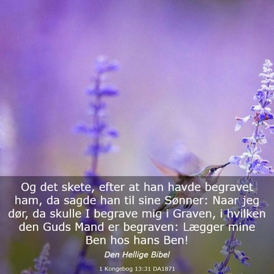 Picture 03 - 1 Kongebog 13:31 DA1871 - Og det skete, efter at han havde begravet ham, da - Bible Verse Picture