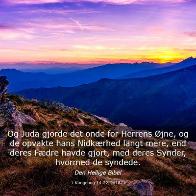Picture 03 - 1 Kongebog 14:22 DA1871 - Og Juda gjorde det onde for Herrens Øjne, og de - Bible Verse Picture