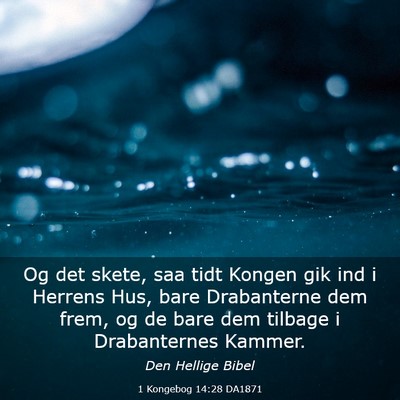 Picture 03 - 1 Kongebog 14:28 DA1871 - Og det skete, saa tidt Kongen gik ind i Herrens - Bible Verse Picture