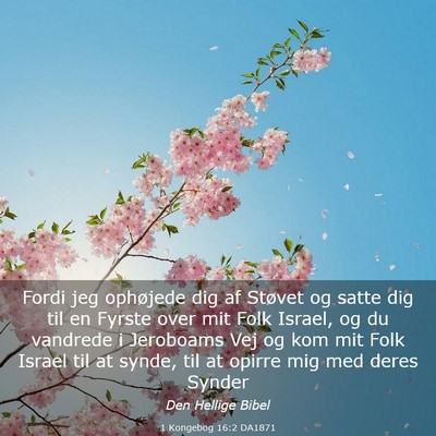 Picture 03 - 1 Kongebog 16:2 DA1871 - Fordi jeg ophøjede dig af Støvet og satte dig - Bible Verse Picture