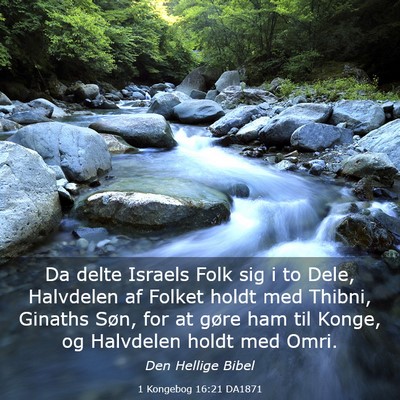 Picture 03 - 1 Kongebog 16:21 DA1871 - Da delte Israels Folk sig i to Dele, Halvdelen af - Bible Verse Picture