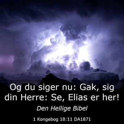 Picture 03 - 1 Kongebog 18:11 DA1871 - Og du siger nu: Gak, sig din Herre: Se, Elias er - Bible Verse Picture