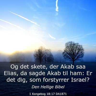 Picture 03 - 1 Kongebog 18:17 DA1871 - Og det skete, der Akab saa Elias, da sagde Akab - Bible Verse Picture