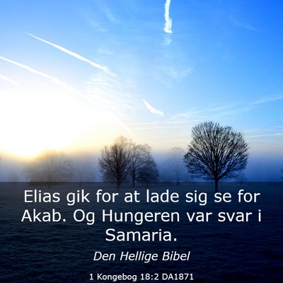 Picture 03 - 1 Kongebog 18:2 DA1871 - Elias gik for at lade sig se for Akab. Og - Bible Verse Picture