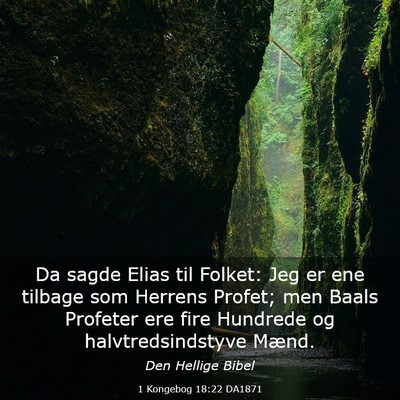 Picture 03 - 1 Kongebog 18:22 DA1871 - Da sagde Elias til Folket: Jeg er ene tilbage som - Bible Verse Picture