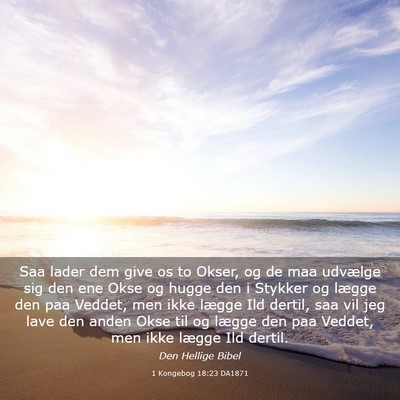 Picture 03 - 1 Kongebog 18:23 DA1871 - Saa lader dem give os to Okser, og de maa - Bible Verse Picture
