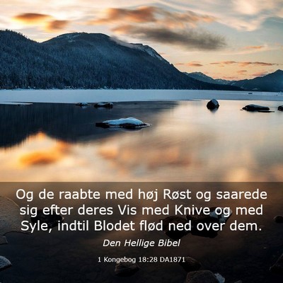 Picture 03 - 1 Kongebog 18:28 DA1871 - Og de raabte med høj Røst og saarede sig efter - Bible Verse Picture