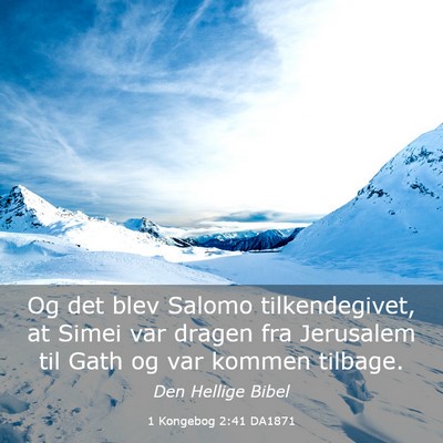 Picture 03 - 1 Kongebog 2:41 DA1871 - Og det blev Salomo tilkendegivet, at Simei var - Bible Verse Picture