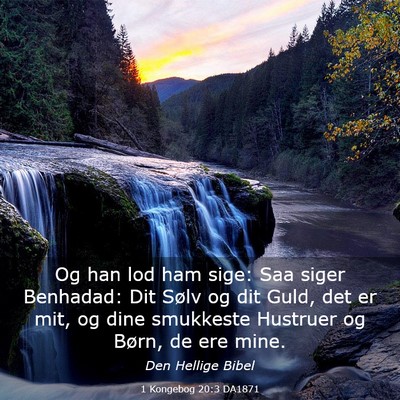 Picture 03 - 1 Kongebog 20:3 DA1871 - Og han lod ham sige: Saa siger Benhadad: Dit - Bible Verse Picture