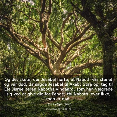 Picture 03 - 1 Kongebog 21:15 DA1871 - Og det skete, der Jesabel hørte, at Naboth var - Bible Verse Picture