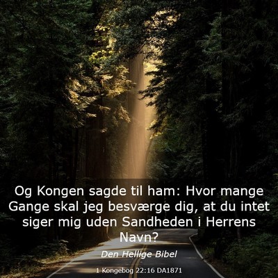 Picture 03 - 1 Kongebog 22:16 DA1871 - Og Kongen sagde til ham: Hvor mange Gange skal - Bible Verse Picture