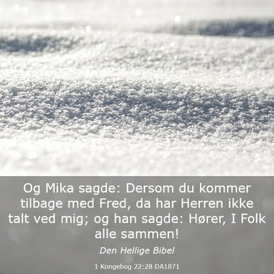 Picture 03 - 1 Kongebog 22:28 DA1871 - Og Mika sagde: Dersom du kommer tilbage med Fred, - Bible Verse Picture