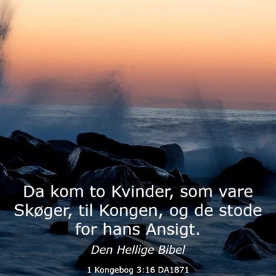 Picture 03 - 1 Kongebog 3:16 DA1871 - Da kom to Kvinder, som vare Skøger, til Kongen, - Bible Verse Picture