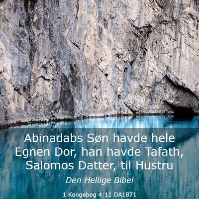 Picture 03 - 1 Kongebog 4:11 DA1871 - Abinadabs Søn havde hele Egnen Dor, han havde - Bible Verse Picture
