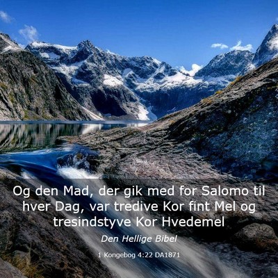 Picture 03 - 1 Kongebog 4:22 DA1871 - Og den Mad, der gik med for Salomo til hver Dag, - Bible Verse Picture