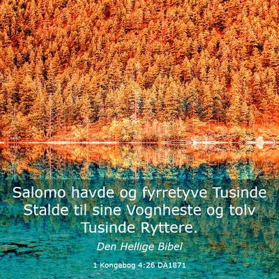 Picture 03 - 1 Kongebog 4:26 DA1871 - Salomo havde og fyrretyve Tusinde Stalde til sine - Bible Verse Picture