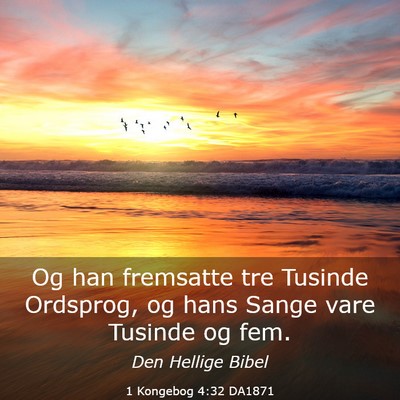 Picture 03 - 1 Kongebog 4:32 DA1871 - Og han fremsatte tre Tusinde Ordsprog, og hans - Bible Verse Picture
