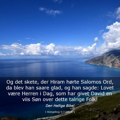 Picture 03 - 1 Kongebog 5:7 DA1871 - Og det skete, der Hiram hørte Salomos Ord, da - Bible Verse Picture