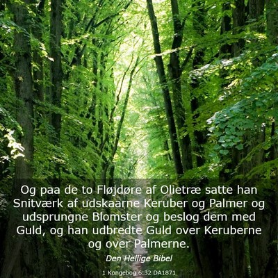Picture 03 - 1 Kongebog 6:32 DA1871 - Og paa de to Fløjdøre af Olietræ satte han - Bible Verse Picture