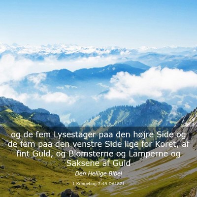Picture 03 - 1 Kongebog 7:49 DA1871 - og de fem Lysestager paa den højre Side og de - Bible Verse Picture