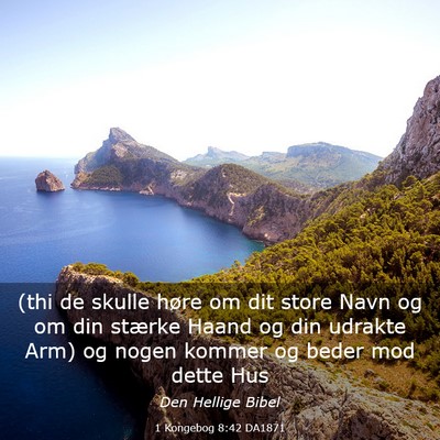 Picture 03 - 1 Kongebog 8:42 DA1871 - (thi de skulle høre om dit store Navn og om din - Bible Verse Picture