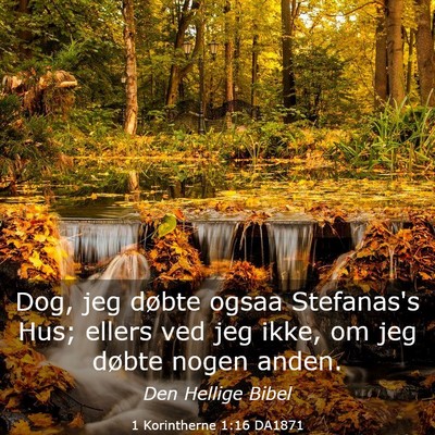Picture 03 - 1 Korintherne 1:16 DA1871 - Dog, jeg døbte ogsaa Stefanas's Hus; ellers ved - Bible Verse Picture